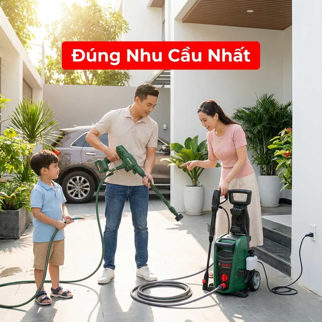 Gia đình lựa chọn máy rửa xe phù hợp nhu cầu sử dụng