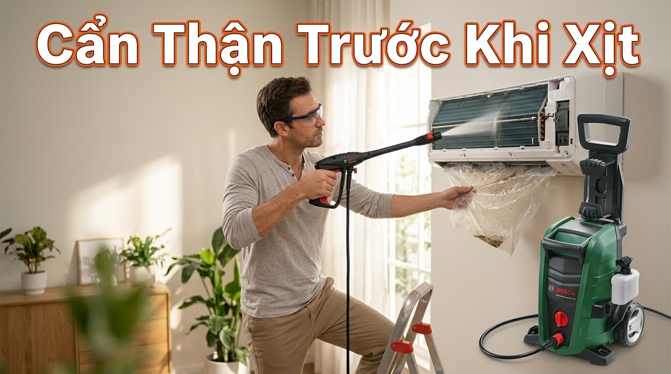 Dùng máy rửa xe sai cách có thể gây hư hỏng điều hòa
