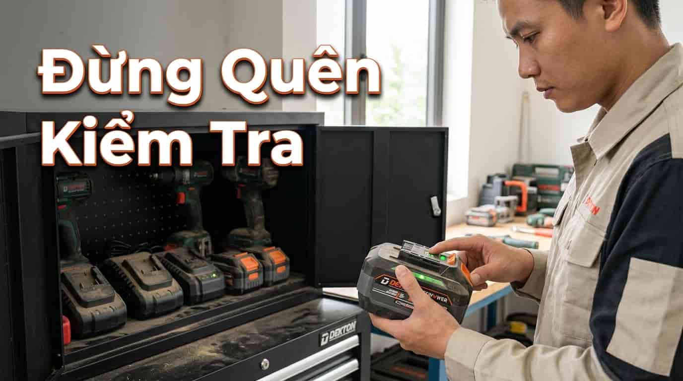 Người dùng kiểm tra mức pin Lithium trong quá trình lưu kho dài hạn