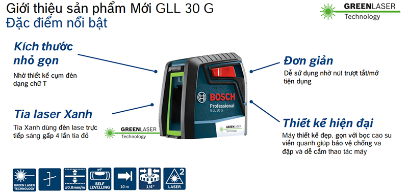Máy cân mực laser tia Bosch GLL 30G