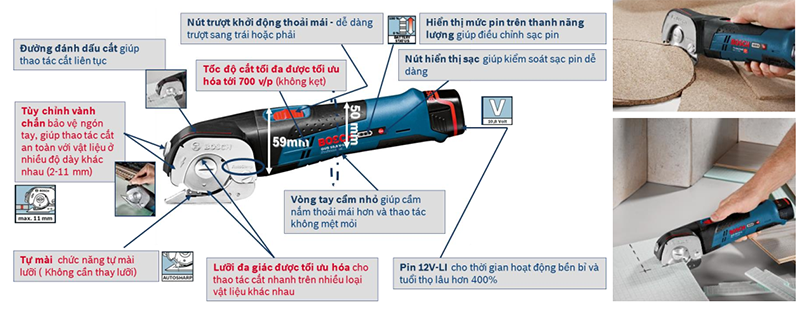 Máy cắt đa năng dùng pin Bosch GUS 12V-LI