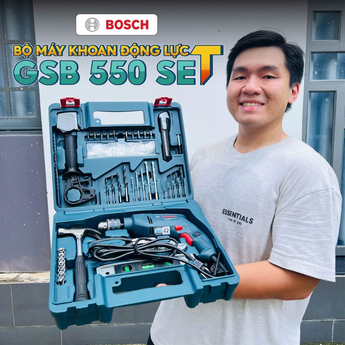 Bộ máy khoan động lực Bosch GSB 550 SET 100 món