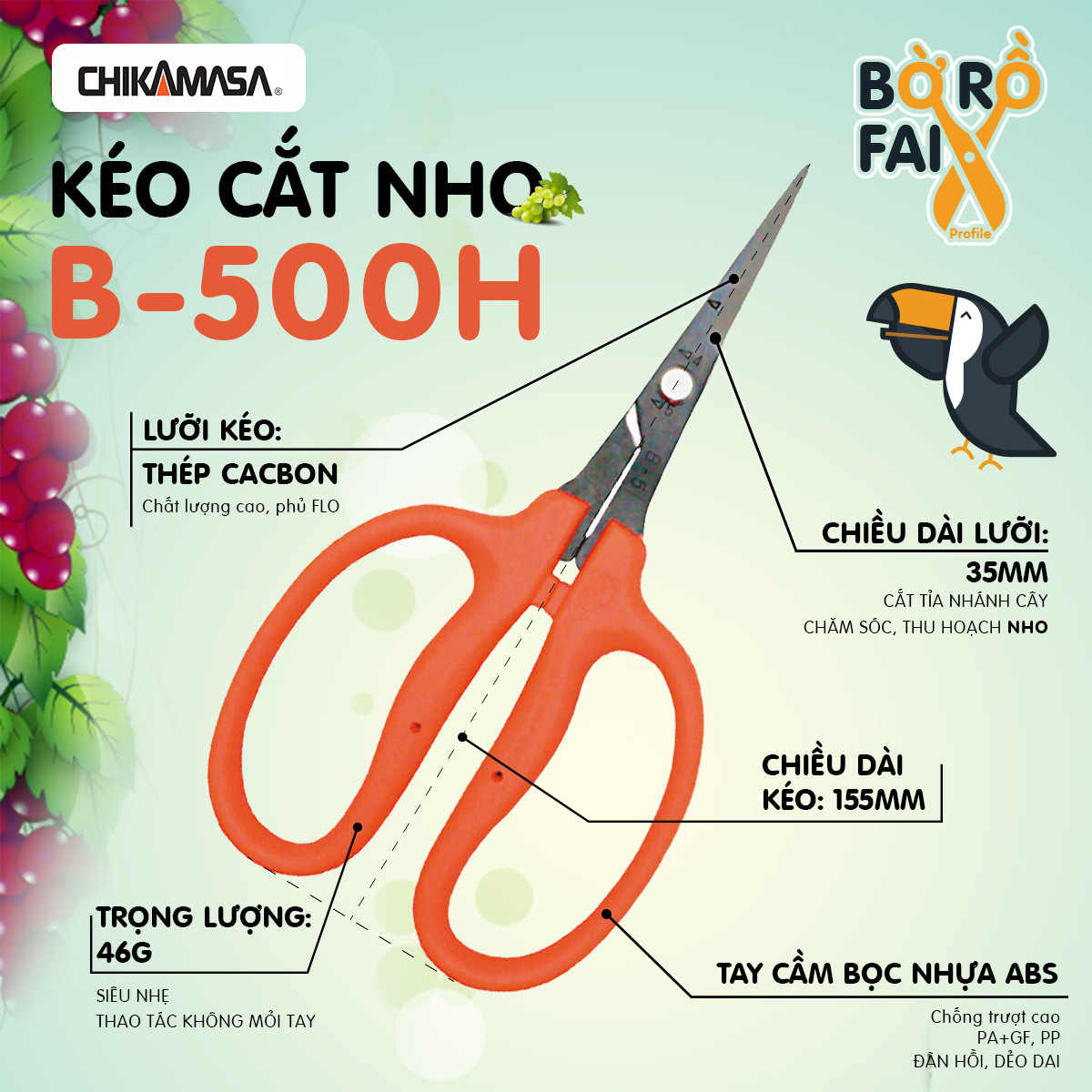 Kéo cắt nho Chikamasa B-500H