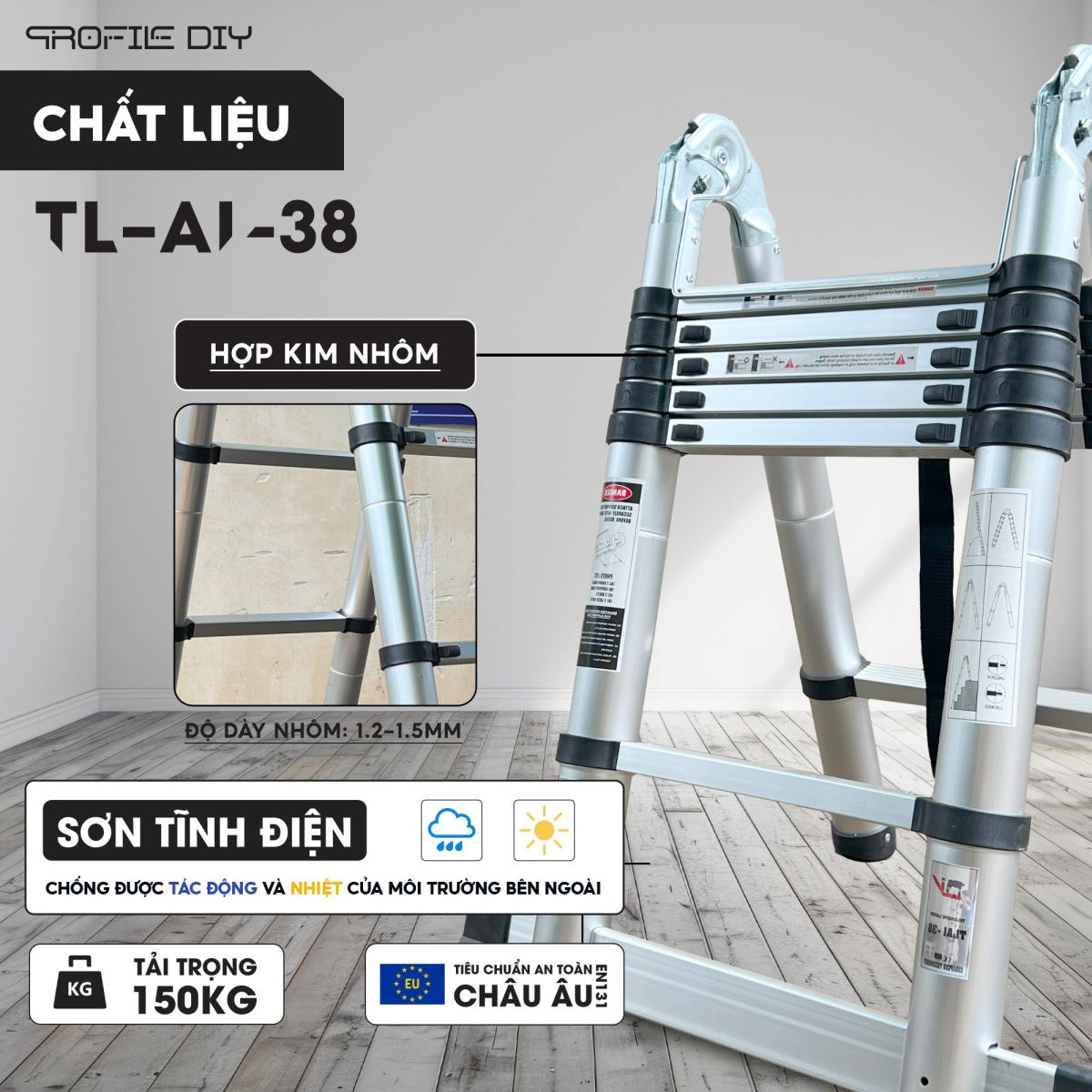 Cấp báo thang nhôm rút đôi DIY TL-AI-38 rẻ nhất toàn hệ thống