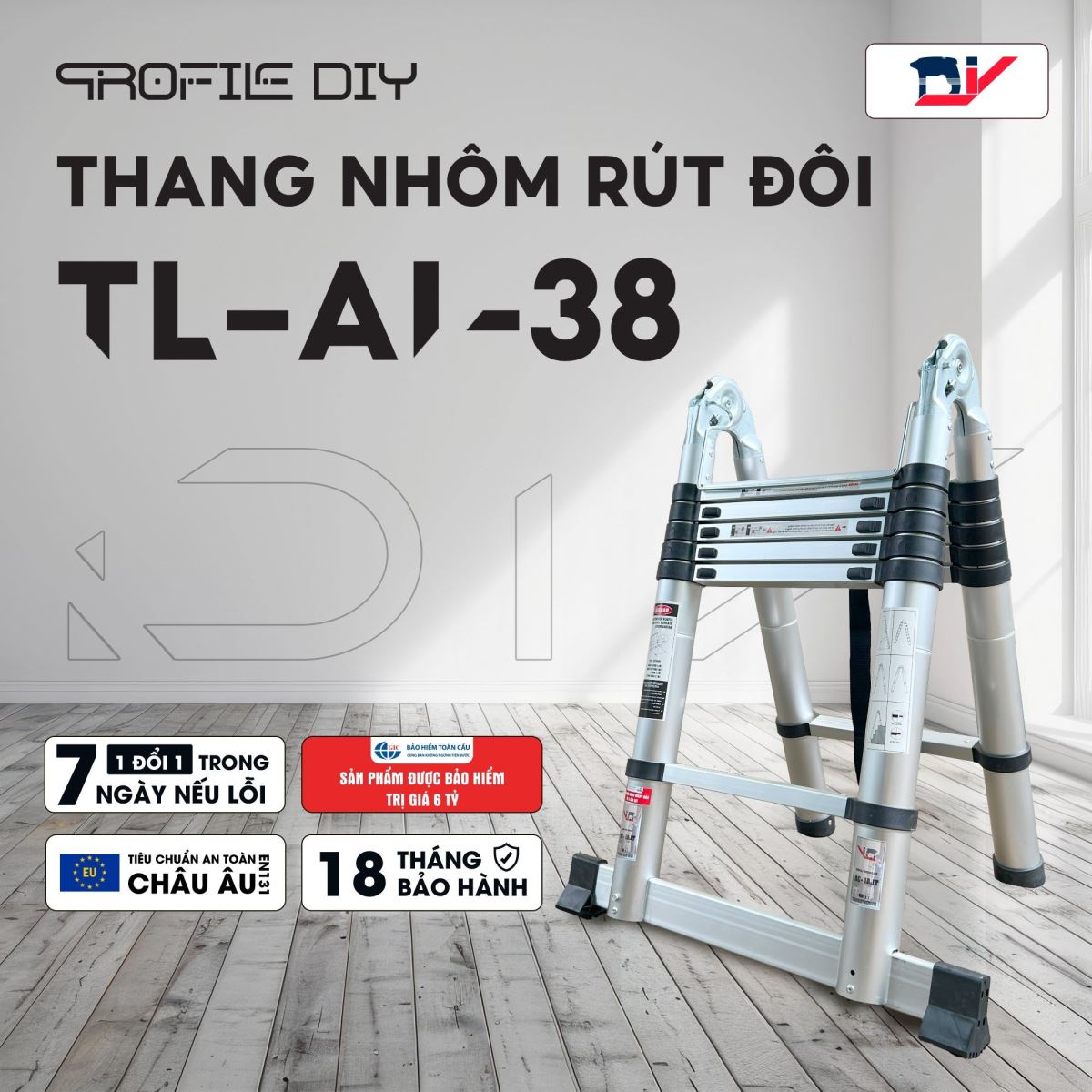 Cấp báo thang nhôm rút đôi DIY TL-AI-38 rẻ nhất toàn hệ thống