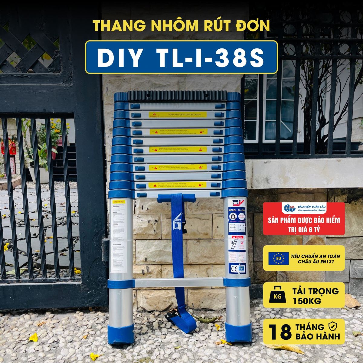 Thang nhôm rút đơn DIY TL-I-38S