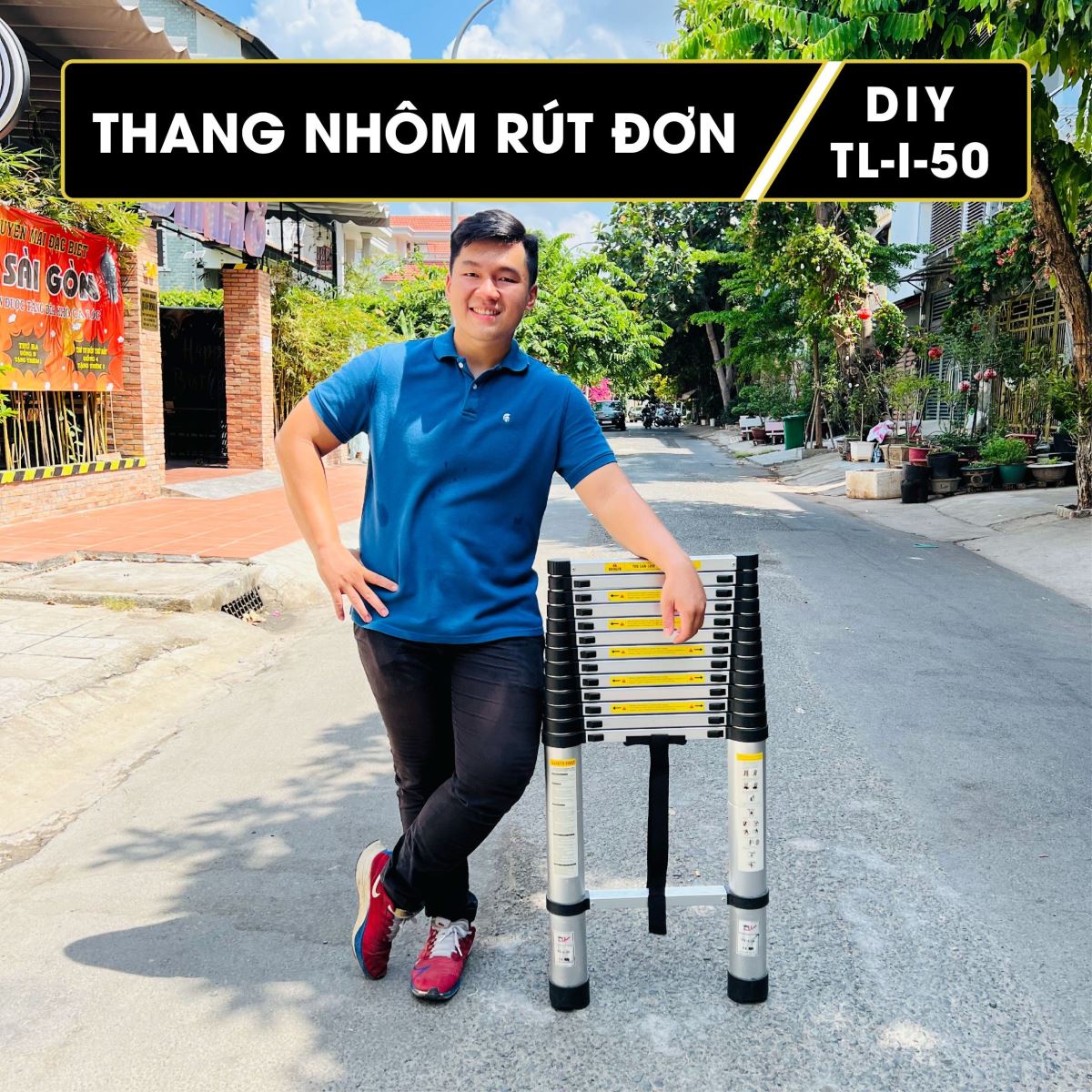 Giá thang nhôm rút 5m DIY khai tiệc siêu to khao ngay tiền triệu