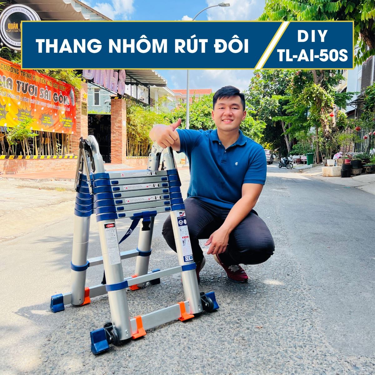 Thang nhôm rút 5m tốt nhất sát cánh thợ mọi nẻo đường