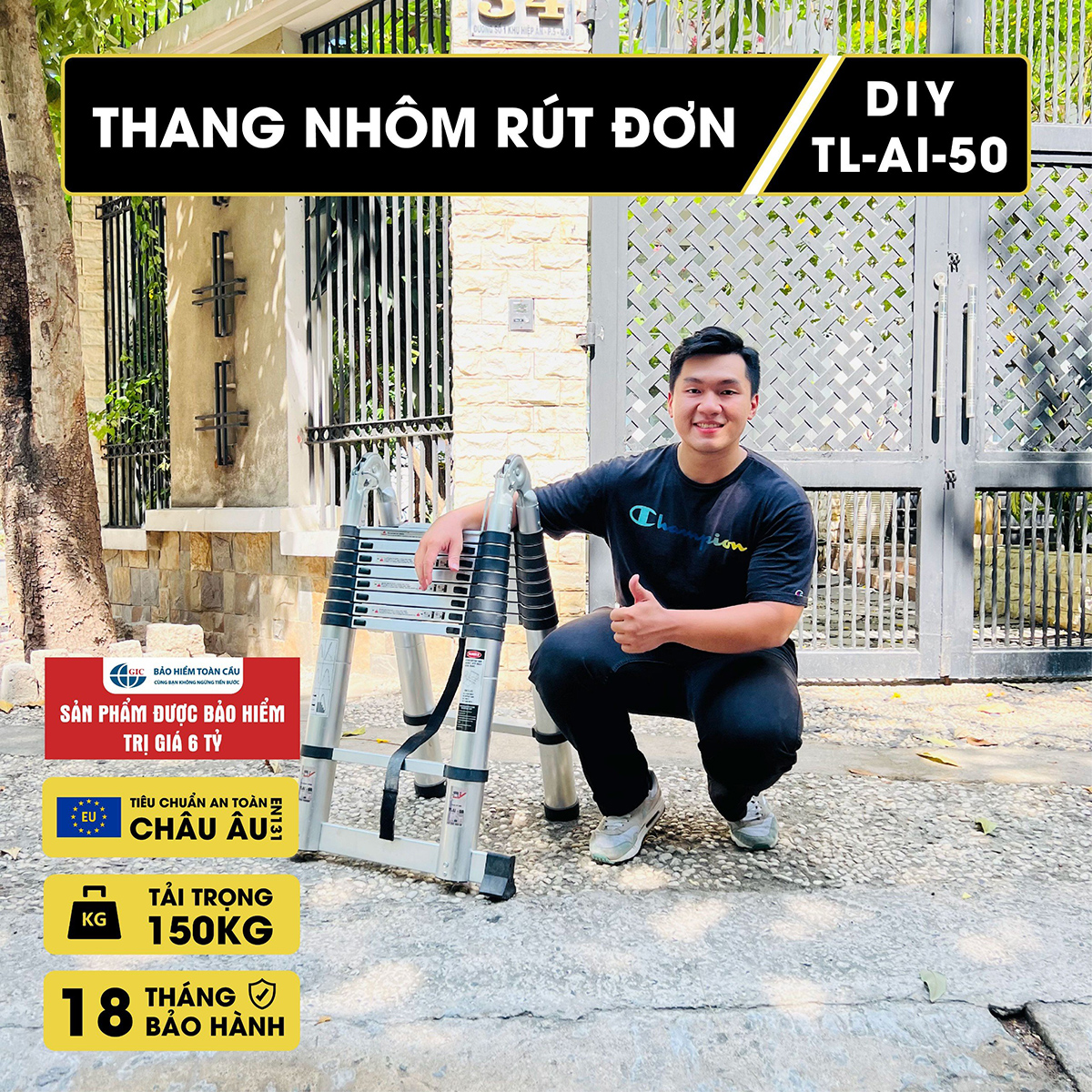 Sale hè nóng bỏng: Giá thang nhôm rút DIY chỉ còn 1.3 triệu đồng