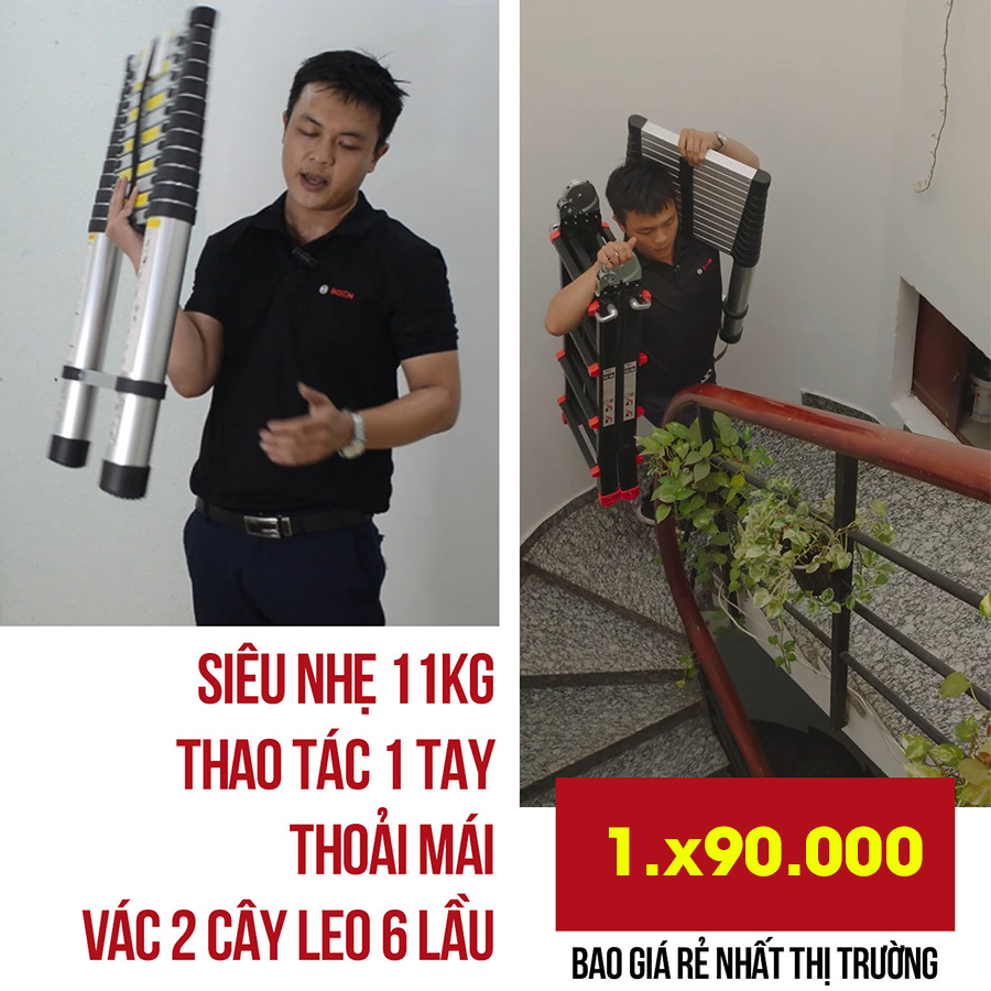 Có thang nhôm rút DIY TL-I-38 chuẩn Âu giá Việt sửa nhà khỏi lo