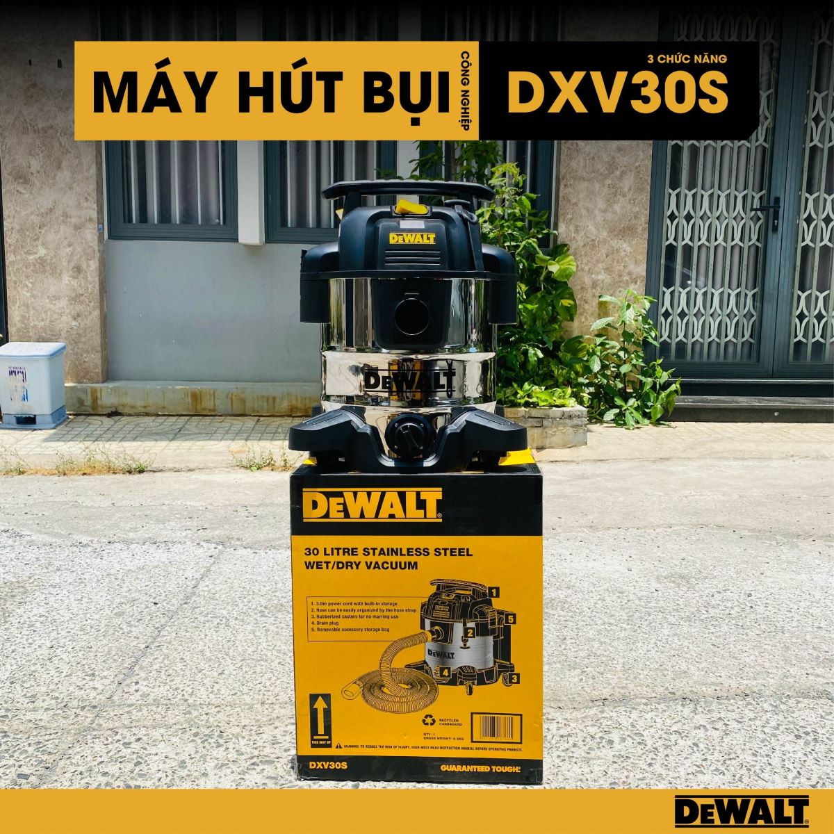 Máy hút bụi công nghiệp khô và ướt Dewalt DXV30S