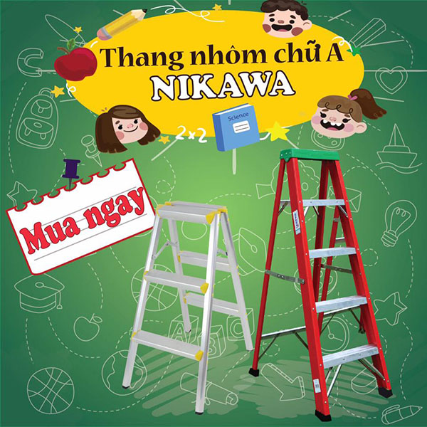 Việc nhà dễ dàng hơn với thang nhôm gấp 3 bậc Nikawa NKD-03