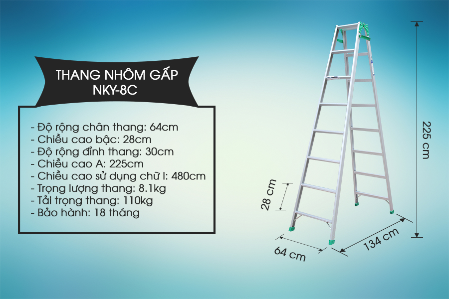 Ưu điểm và ứng dụng đa dạng của thang nhôm gấp Nikawa NKY-8C