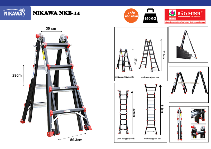 Thang nhôm gấp đa năng Nikawa NKB-44