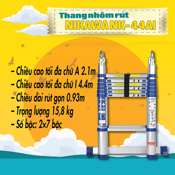 Thang nhôm rút đôi NIKAWA NK-44AI