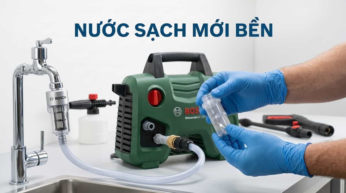 Nguồn nước sạch giúp Bosch AQT 125 hoạt động ổn định và bảo vệ cụm bơm hiệu quả