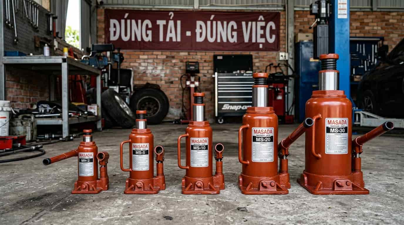 So sánh các mức tải trọng của con đội thủy lực.