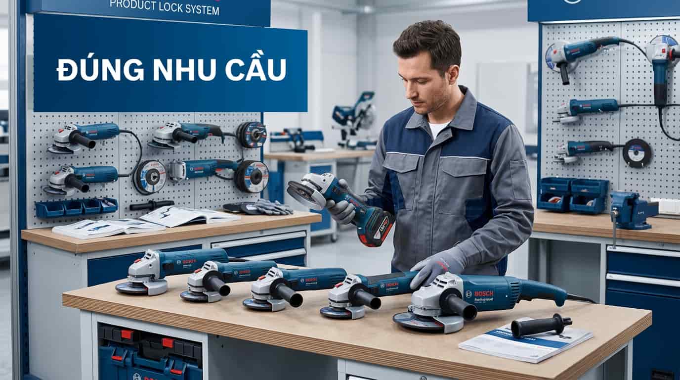Người thợ lựa chọn máy mài góc phù hợp với từng công việc.