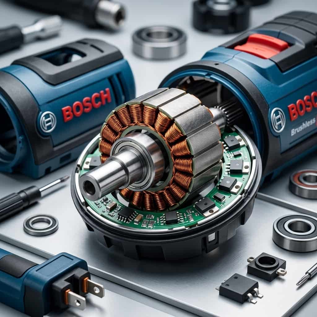 Khối động cơ không chổi than Brushless siêu nhỏ gọn của Bosch GSB 185-LI