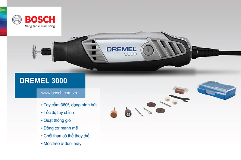 Bộ dụng cụ đa năng giá rẻ đáng mua nhất - Dremel 3000 3/55 Silver kit