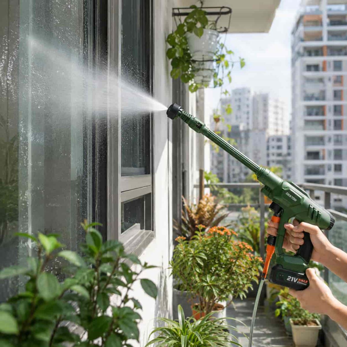 Sử dụng dòng máy rửa xe dùng pin nhỏ gọn cho nhu cầu vệ sinh gia đình