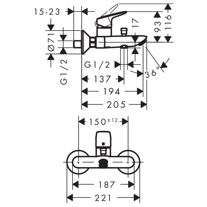 Bộ trộn tay gạt đơn HANSGROHE Logis 71400