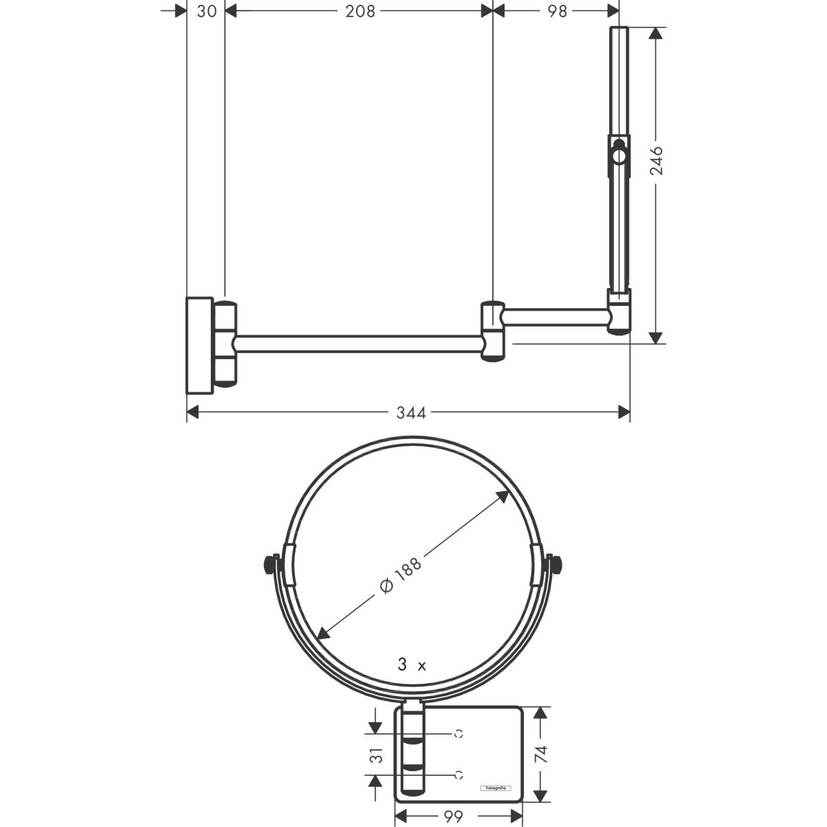 Gương trang điểm HANSGROHE AddStoris 41791