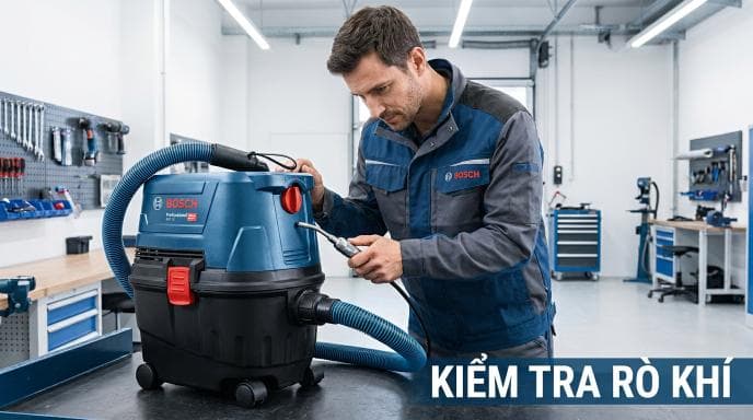 Kiểm tra đường ống, khớp nối và gioăng giúp phát hiện sớm tình trạng rò khí gây giảm lực hút