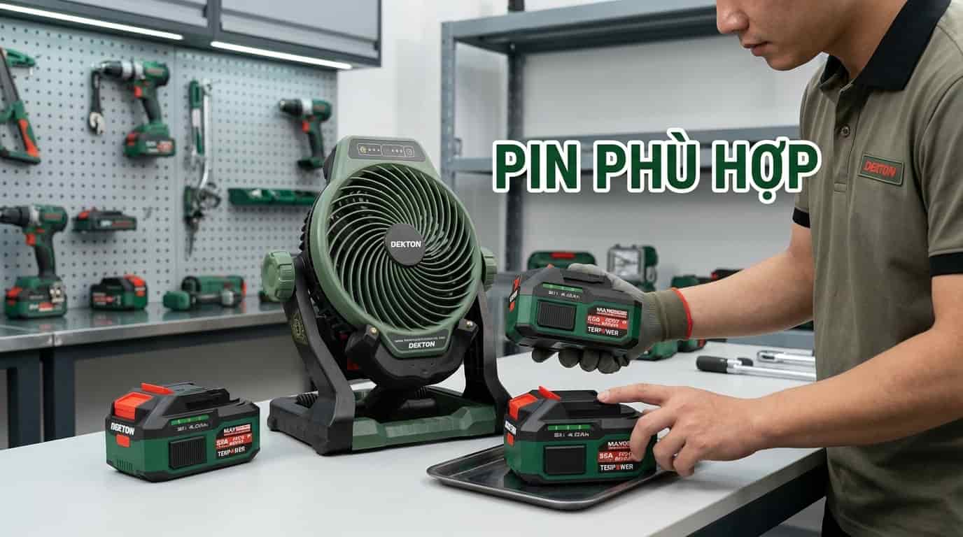 Dung lượng pin phù hợp giúp quạt hoạt động hiệu quả và đáp ứng đúng nhu cầu sử dụng.