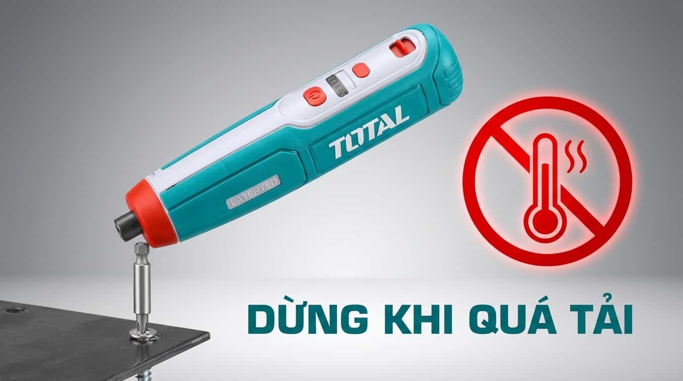 Dừng ngay khi máy có dấu hiệu quá tải để bảo vệ động cơ và pin