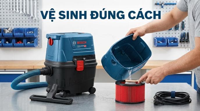 Bộ lọc sạch giúp Bosch GAS 15 duy trì lực hút mạnh và bảo vệ động cơ