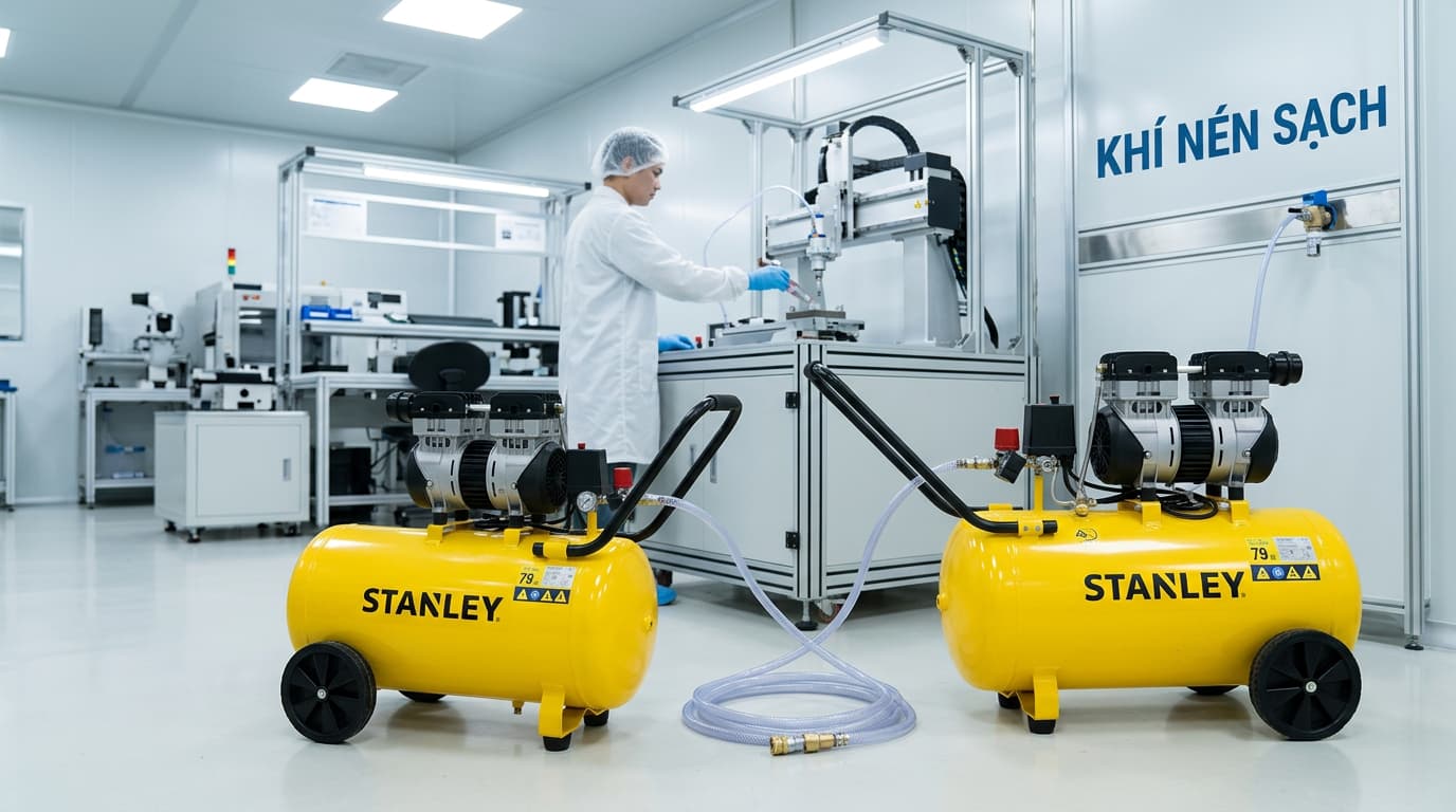 Máy nén khí không dầu được sử dụng trong môi trường yêu cầu khí nén sạch.