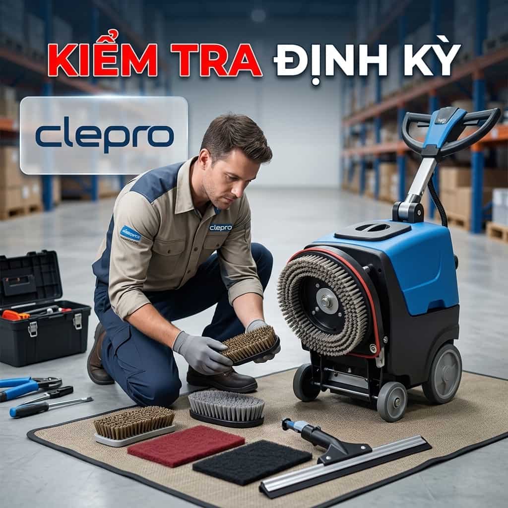 Kiểm tra bàn chải và phụ kiện máy chà sàn định kỳ
