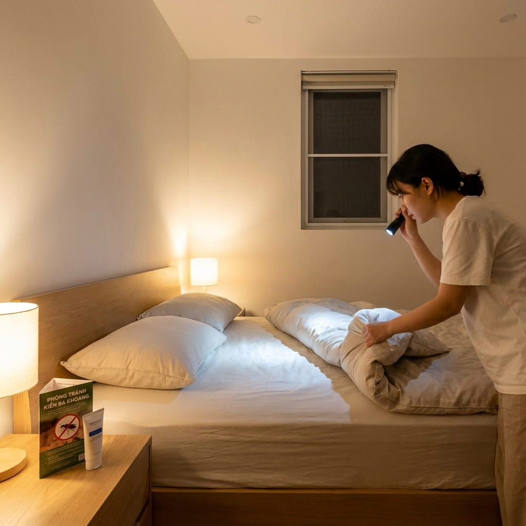 Kiểm tra chăn gối để tránh kiến ba khoang