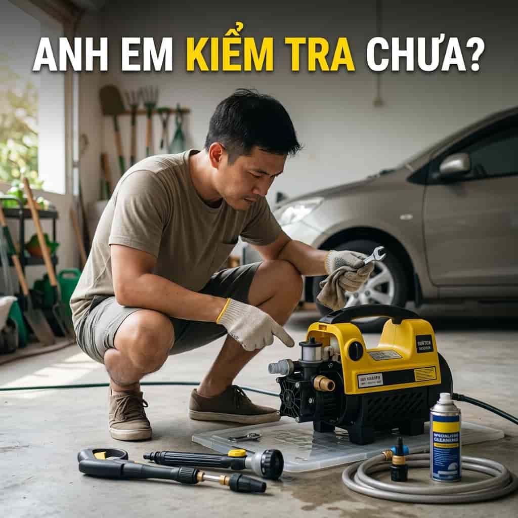 Kiểm tra bộ lọc nước máy rửa xe định kỳ