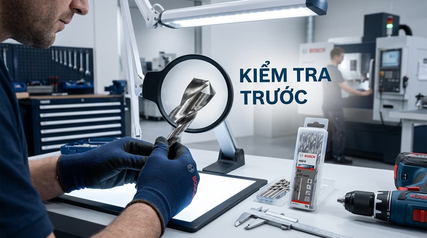 Kiểm tra tình trạng mũi khoan trước mỗi lần làm việc.