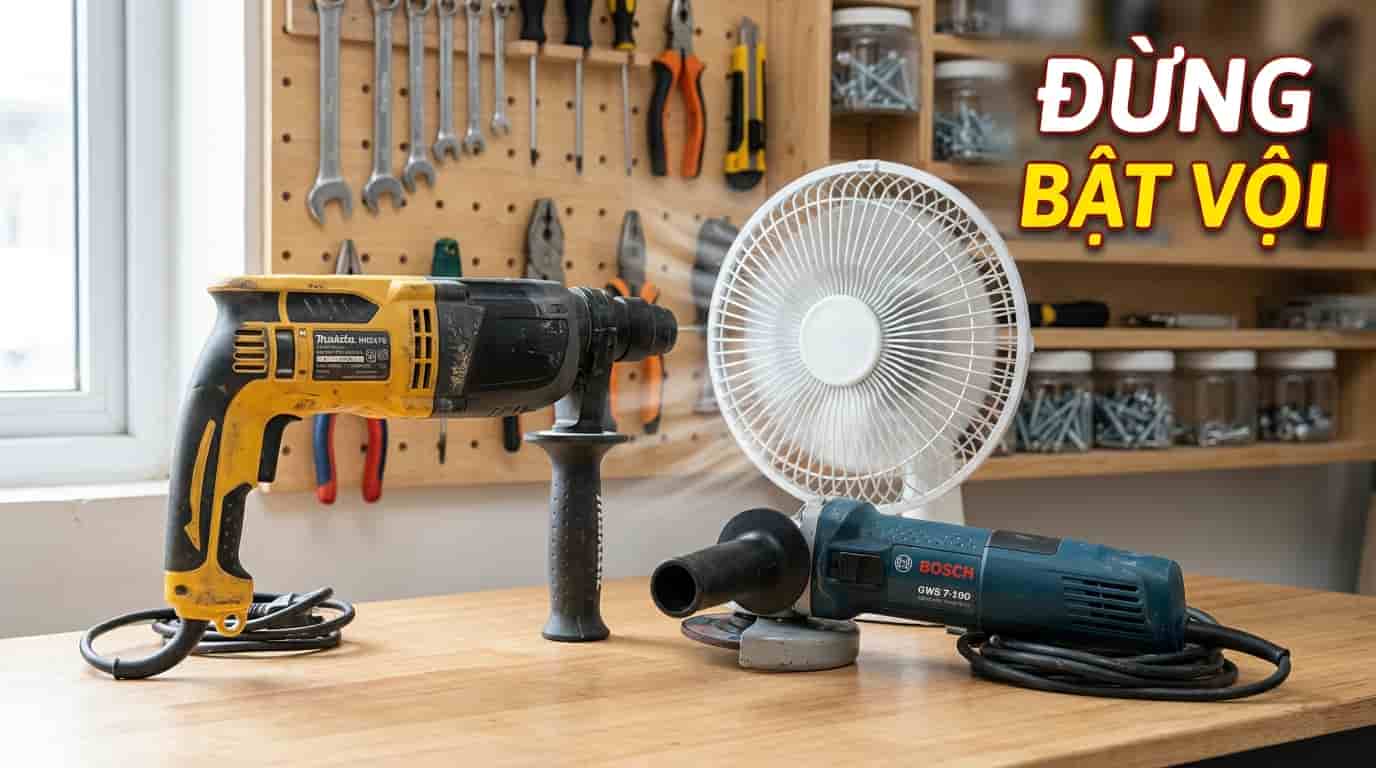 Làm khô dụng cụ điện sau khi bị dính nước