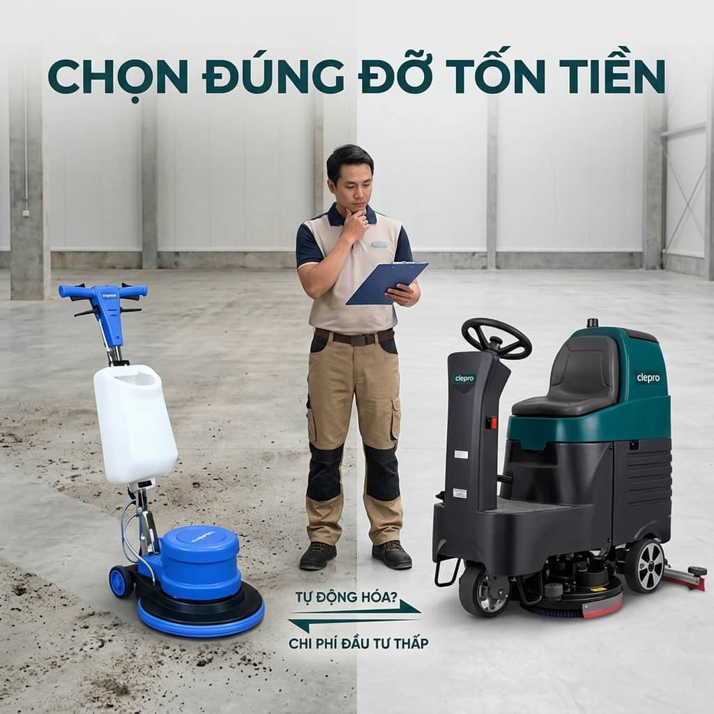 Người quản lý lựa chọn máy chà sàn phù hợp cho doanh nghiệp