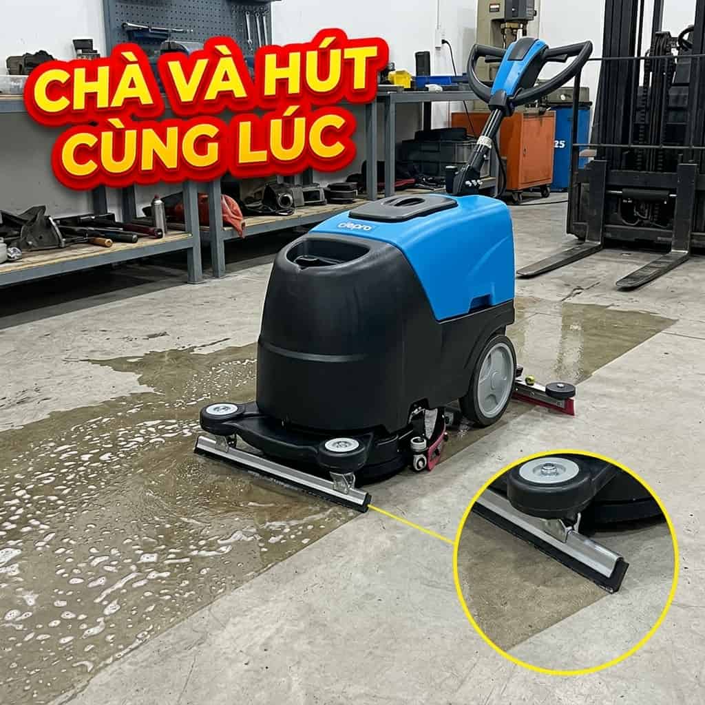 Máy chà sàn liên hợp vừa chà vừa hút nước bẩn