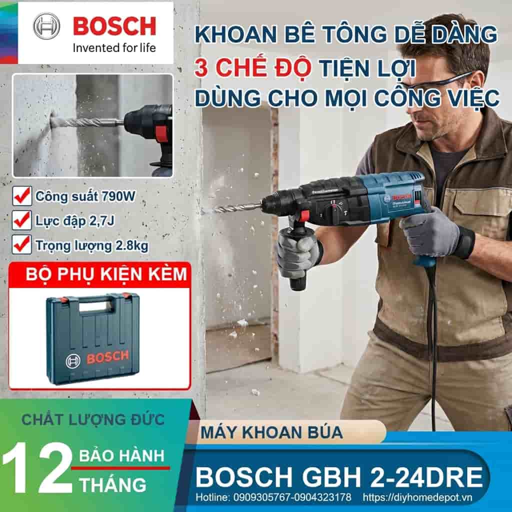 Máy khoan búa bê tông Bosch dùng trong xây dựng