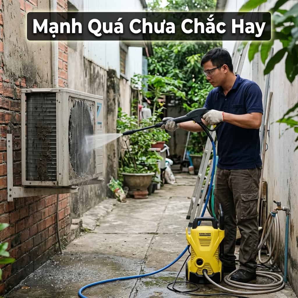 Máy rửa xe phù hợp để vệ sinh điều hòa gia đình