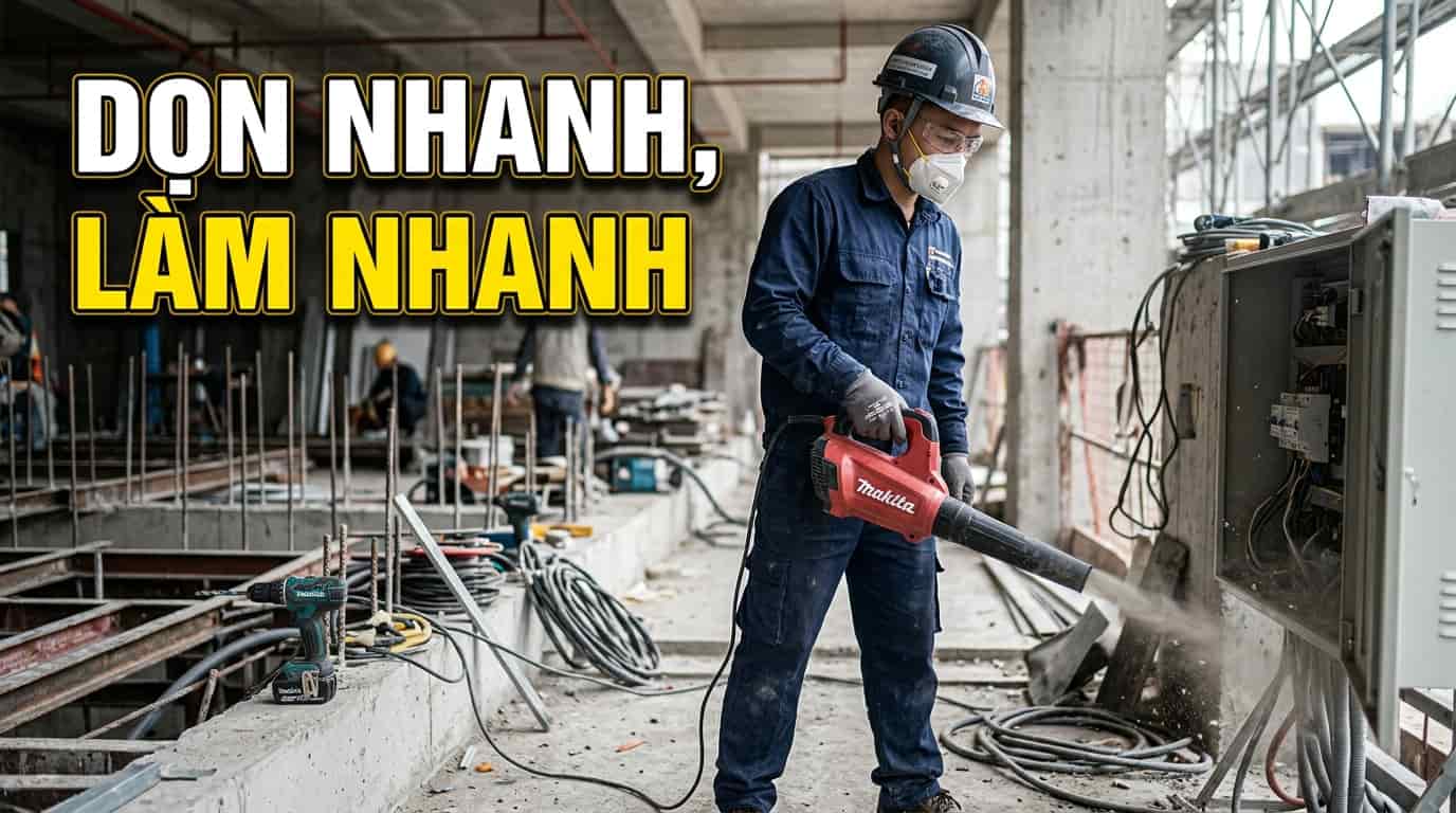 Máy thổi bụi giúp vệ sinh nhanh khu vực làm việc