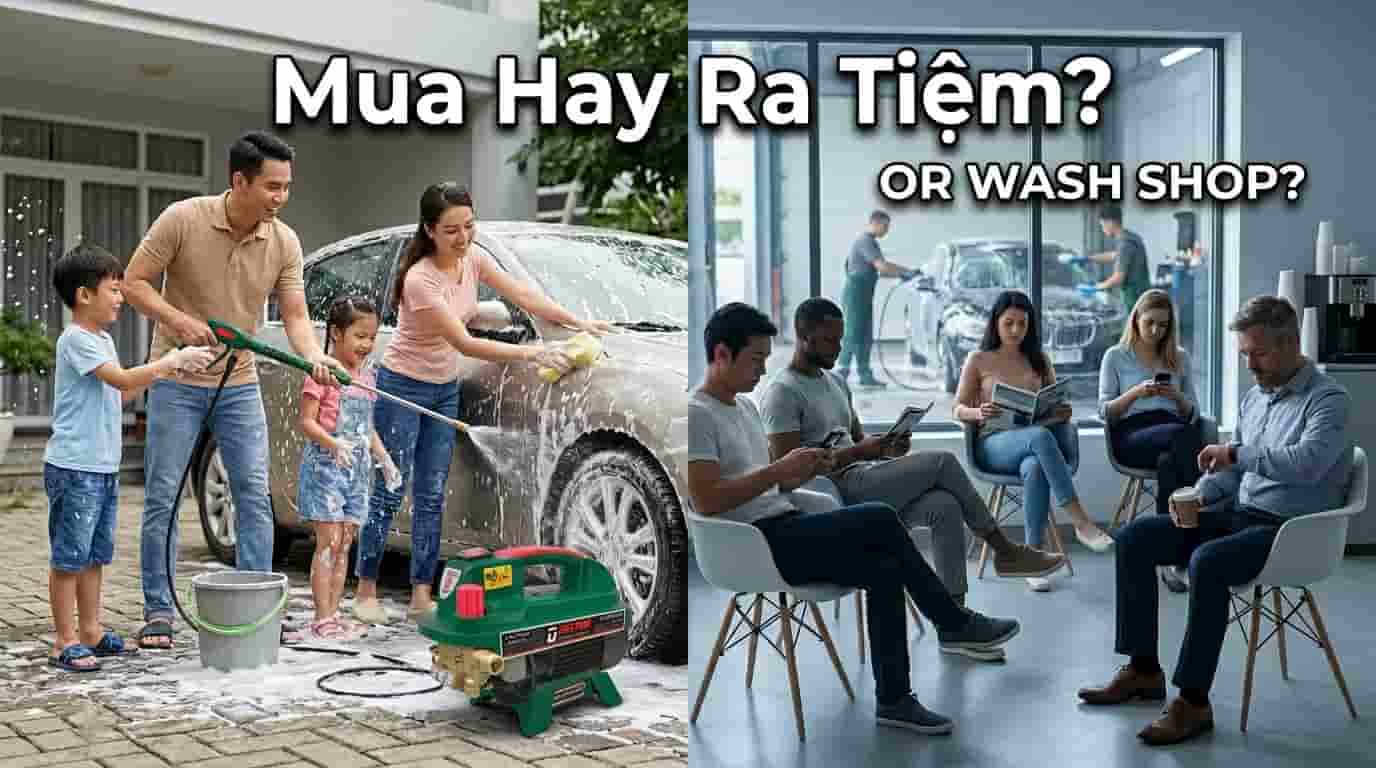 So sánh giữa việc rửa xe tại nhà và mang xe ra tiệm