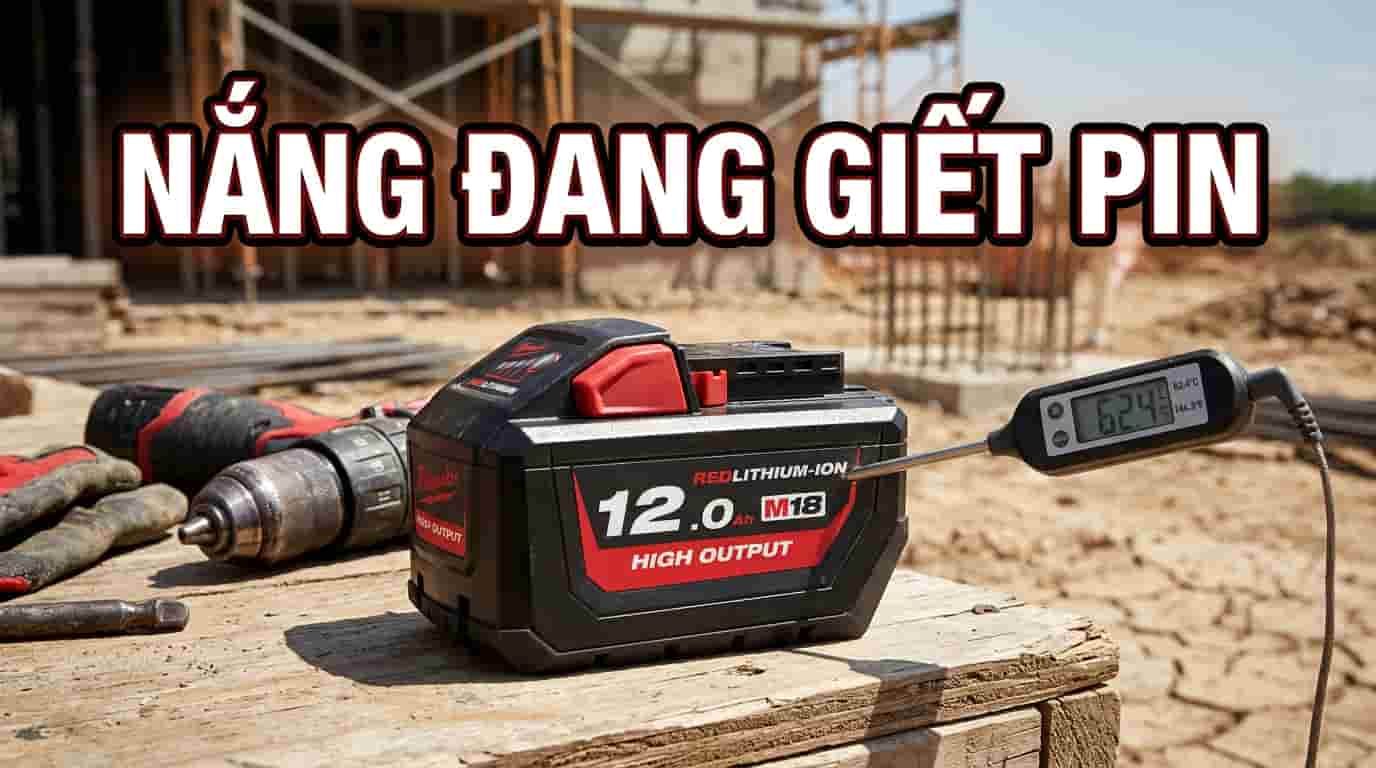 Bộ pin Lithium đặt dưới điều kiện nắng nóng mùa hè ngoài trời