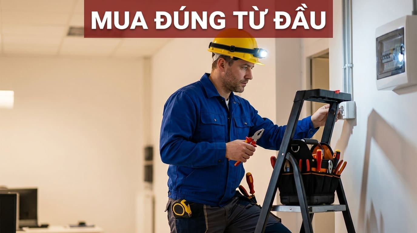 Người thợ sử dụng đầy đủ dụng cụ cơ bản