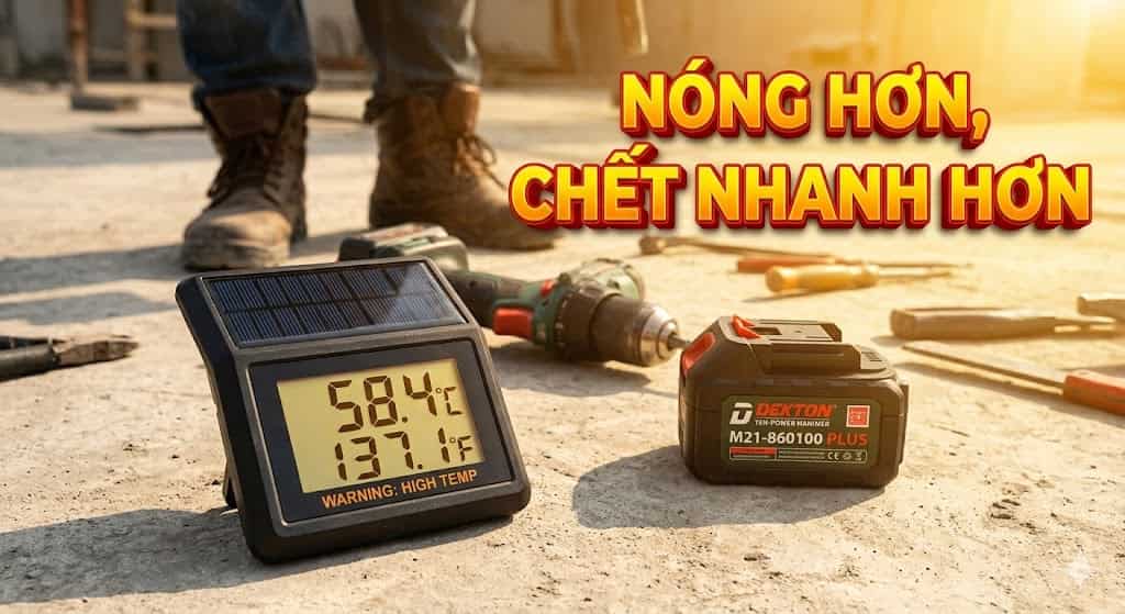 Bộ pin Lithium đặt trong môi trường nắng nóng làm giảm tuổi thọ pin