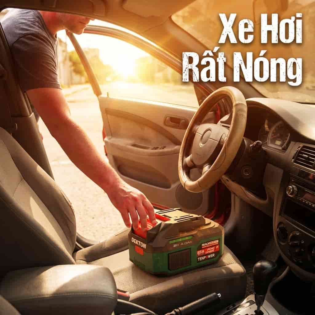 Có nên để pin dụng cụ điện trong xe hơi dưới trời nắng nóng không