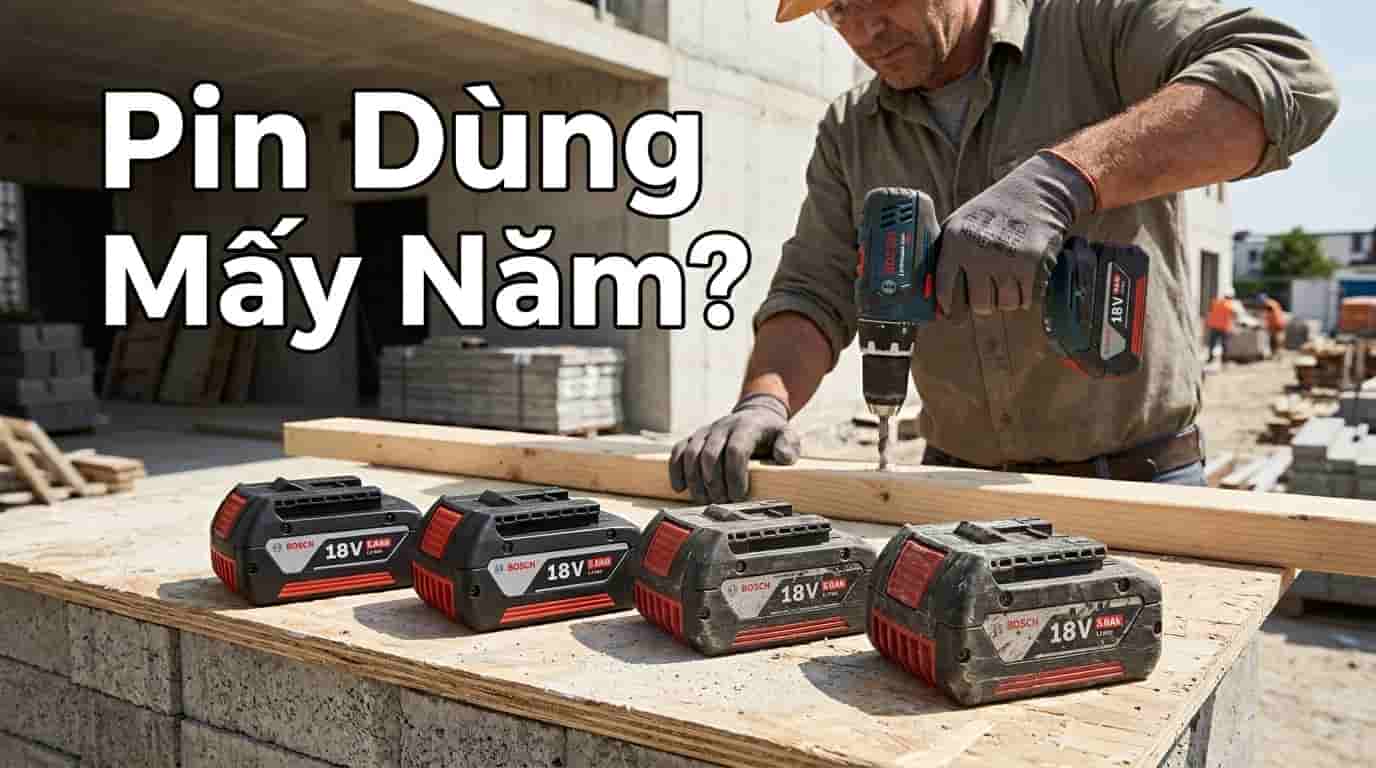 Người thợ sử dụng máy khoan dùng pin trong môi trường làm việc thực tế