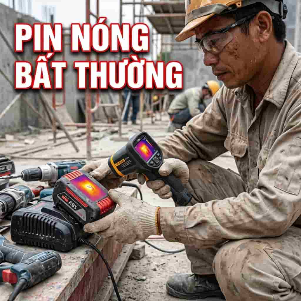Pin Lithium nóng bất thường khi sử dụng trên công trình