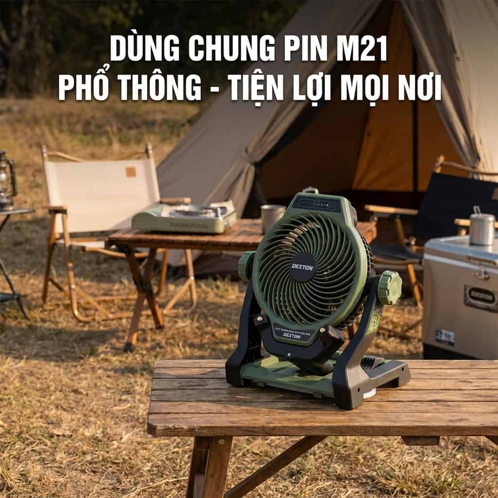 Quạt phun sương Dekton M21-QPS190XPRO dùng pin chính hãng